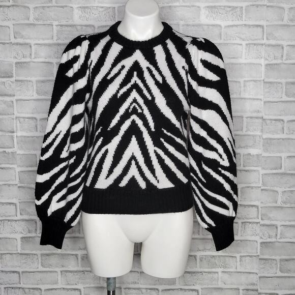 Wrangler Retro Puff Sleeve Zebra Print Sweater, size Small - Picture 1 of 5